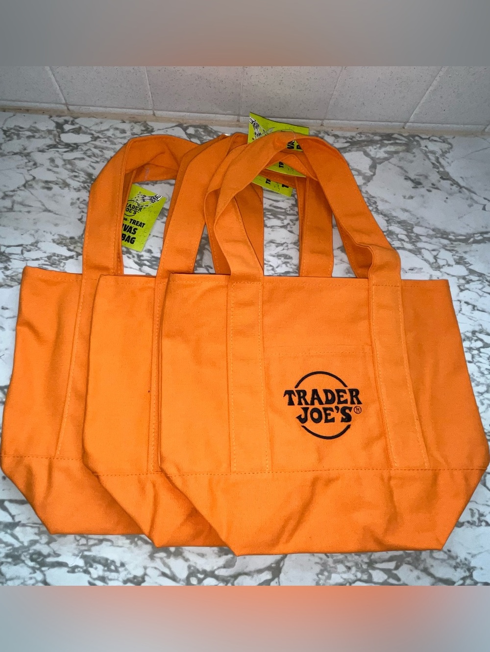 NWT Trader Joe's Mini Halloween Canvas Tote Bag Orange Trick or Treat Limited Ed